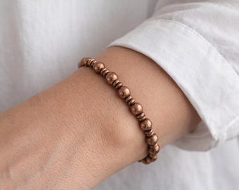 Dainty 6mm Magnetic Hematite & Copper Bracelet – Handmade Custom Fit Women’s Bracelet
