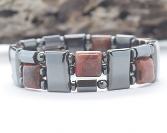 Herren Damen / Magnetarmband / ROTER JASPIS EDELSTEINE / Dreifacher Stärke Magnetischer Hämatit / Klassischer Look / Schneller Versand / Erhöht die Zirkulation