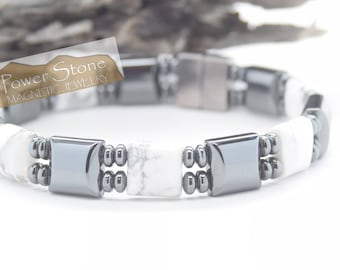 Magnet Hematit Armband - Mit Rechteckigen & Kugelförmigen Steinen, Modernes Kristall-Armband