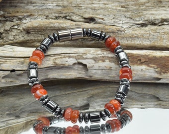 Magnetic Carnelian bracelet/Clearance/Extra Strength Magnetic clasp/Root Chakras/Red stones/Magnetic stones/handmade/Quick shipping
