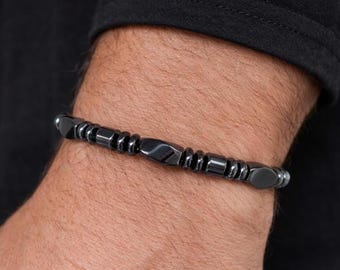 Magnetarmband für Herren Klassisches Design~Extrastärke Magnetschließe Magnetischer Hämatit in den USA handgefertigt Magnetisches Hämatit-Armband