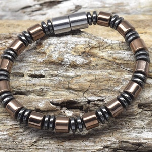 Magnetic Copper bracelet with Black magnetic hematite/Extra Strength Magnetic clasp/handmade/Quick ship/custom made/Increases circulation