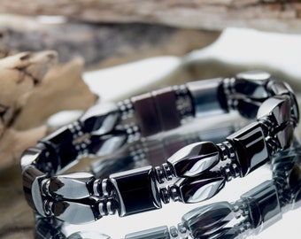 Magnetarmband/Herren Schwarz magnetische Hämatit Steine/Extra Stärke Magnetverschluss/Damen Magnetarmband/Erhöht Zirkulation Armband