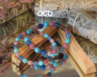 OCD|Edelstein Armband|Türkis|Blauer Adventurin|Rhodochrosit|Magnetverschluss Armband|Spiritueller Boho Schmuck|Geschenk für sie|6 mm|8 mm Steine