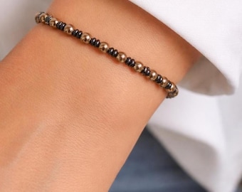 Black & Copper 6mm Stones Magnetic Hematite bracelet Woman's Magnetic bracelet 6mm Magnetic clasp Health benefits Increases circulation