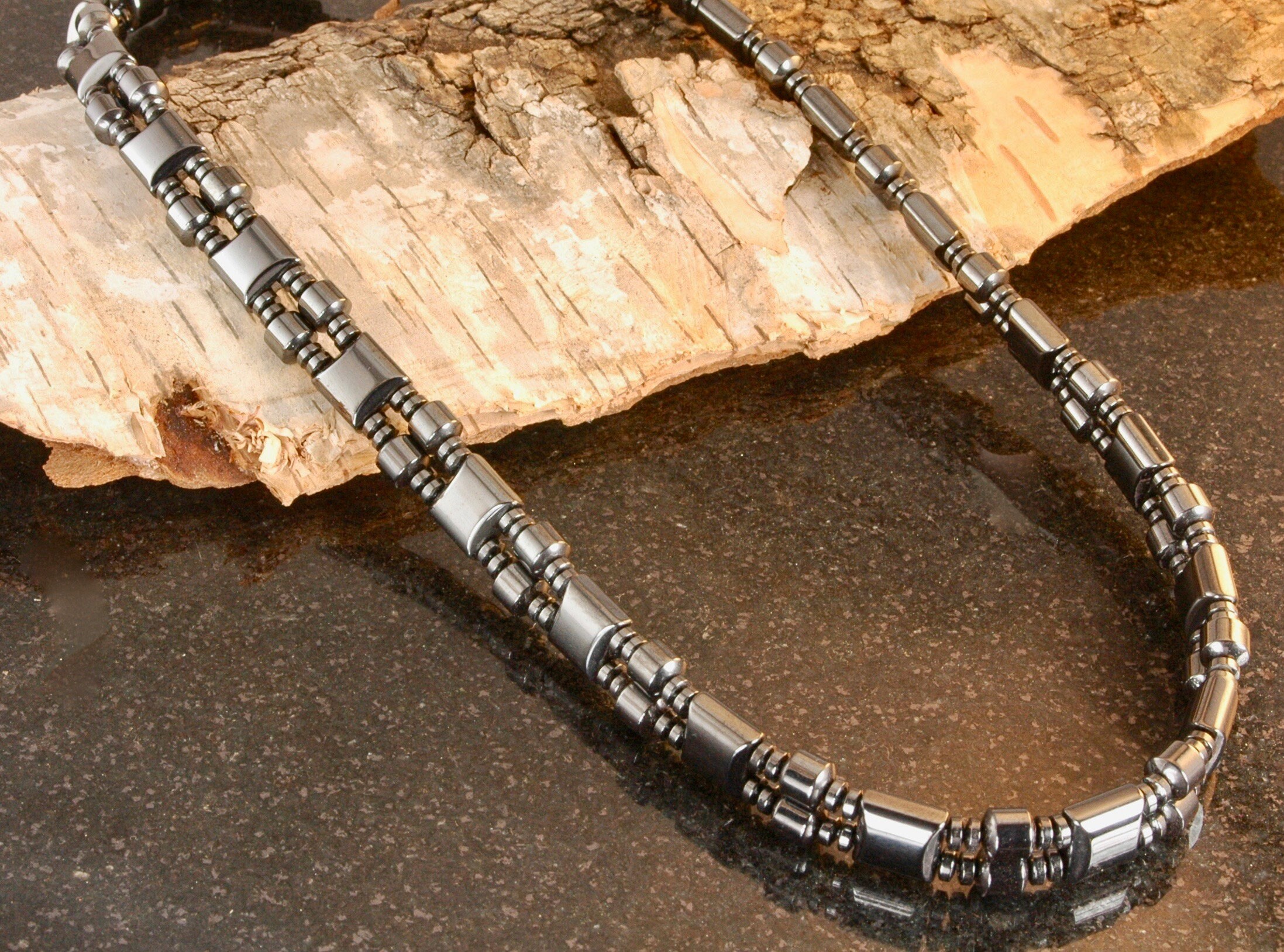 Black Magnetic Hematite Therapy Necklace 20.0