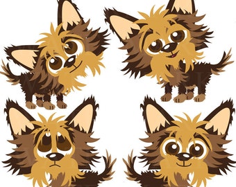 Yorkie Puppy's 4 Image Clip Art Set