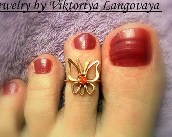 Anello per le dita dei piedi a farfalla, anello regolabile, regalo per lei, moda da spiaggia, anello per le nocche, anello per le dita, gioielli per i piedi, gioielli a farfalla, anello unico