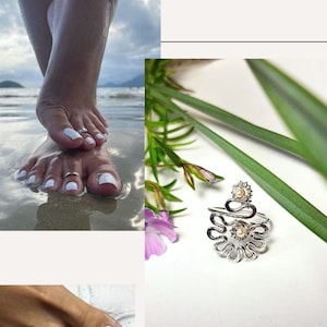 Flower Toe Ring, silver toe ring, Boho Tiny ring, adjustable ring, Beach Fashion, Knuckle Ring, Summer Body Jewelry, Foot Jewelry, pink