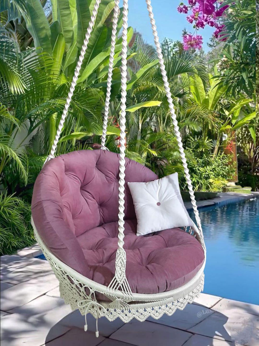 Oversized Macrame Hanging Hammock Chair with Cushion