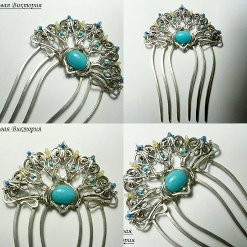 Copper wire wrapped hair comb Barrette hair hair jewelry Etsy