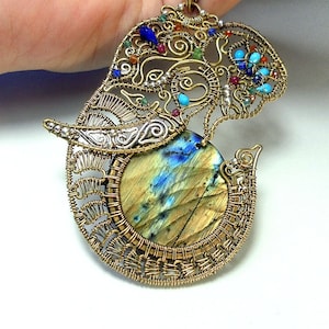 Elephant pendant, Large boho pendant, elephant jewelry, colorful elephant, unique jewelry pendant, gemstone Elephant gift, gift for her image 3