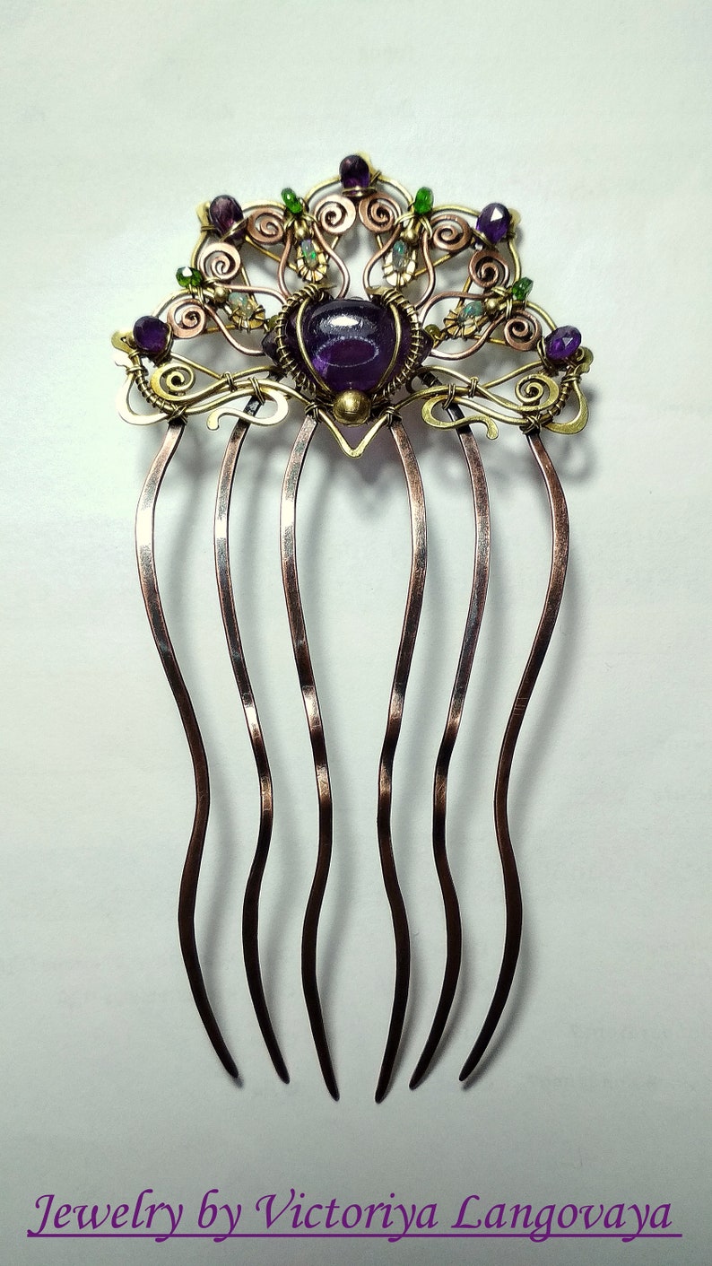 Hair Comb Jewelry Barrette Hair Wire Wrapped Pin for Hair Etsy