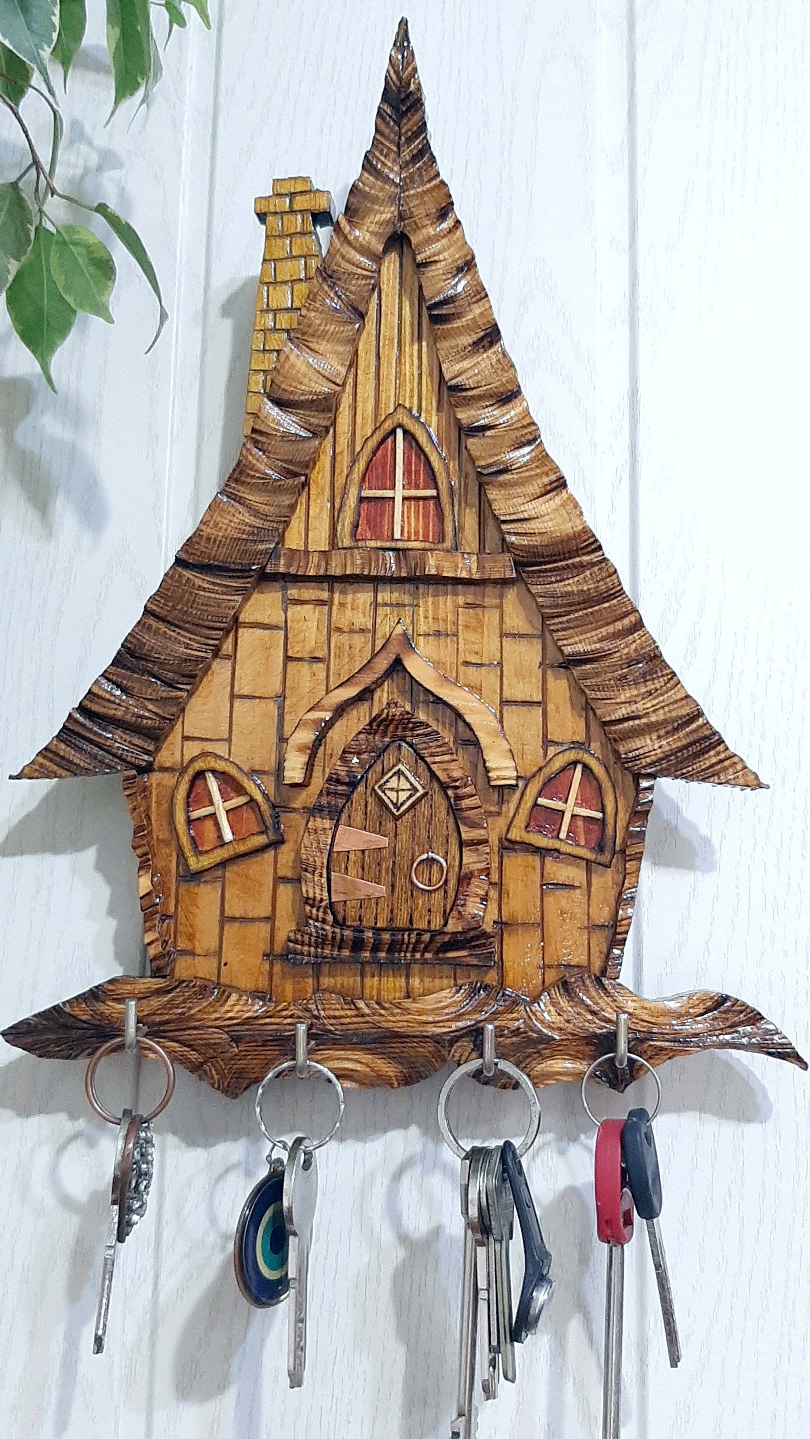 Wall Key Rack, Family Key Rack, Wood Key Holder, Key Rack Wooden House ...