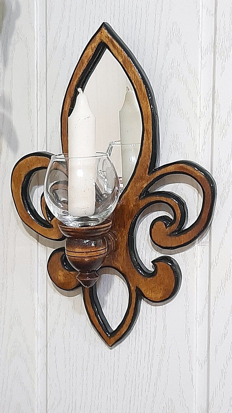 Pair of Wooden Wall Sconces wall wooden candlestick Wood Etsy