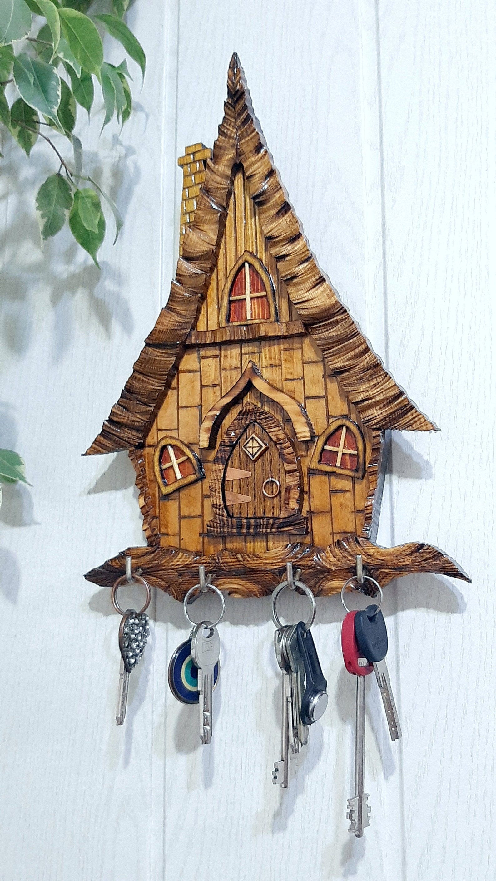 Wall Key Rack, Family Key Rack, Wood Key Holder, Key Rack Wooden House ...