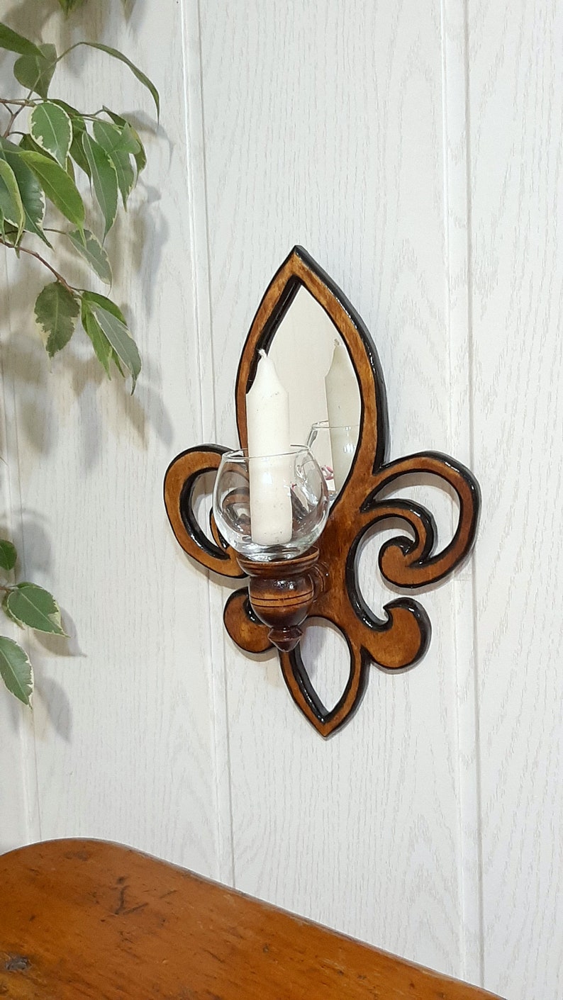 Pair of Wooden Wall Sconces wall wooden candlestick Wood Etsy