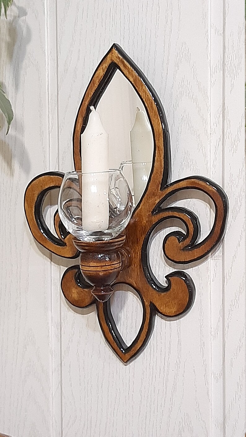 Pair of Wooden Wall Sconces wall wooden candlestick Wood Etsy