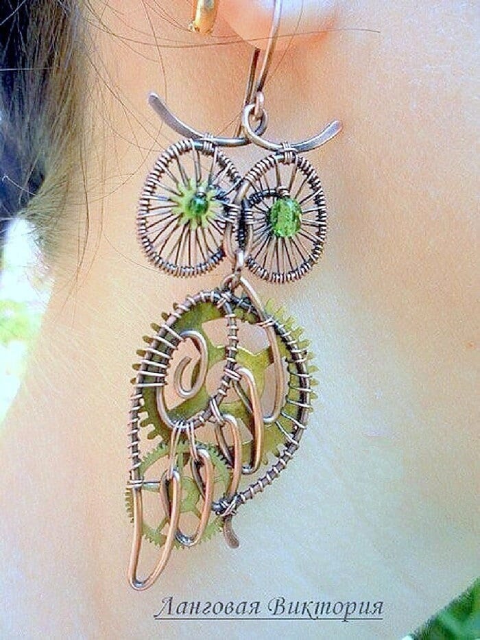 Steampunk Owl earrings, steampunk jewelry, Owl jewelry, dangle earrings, owl earrings, Owl gift, ste
