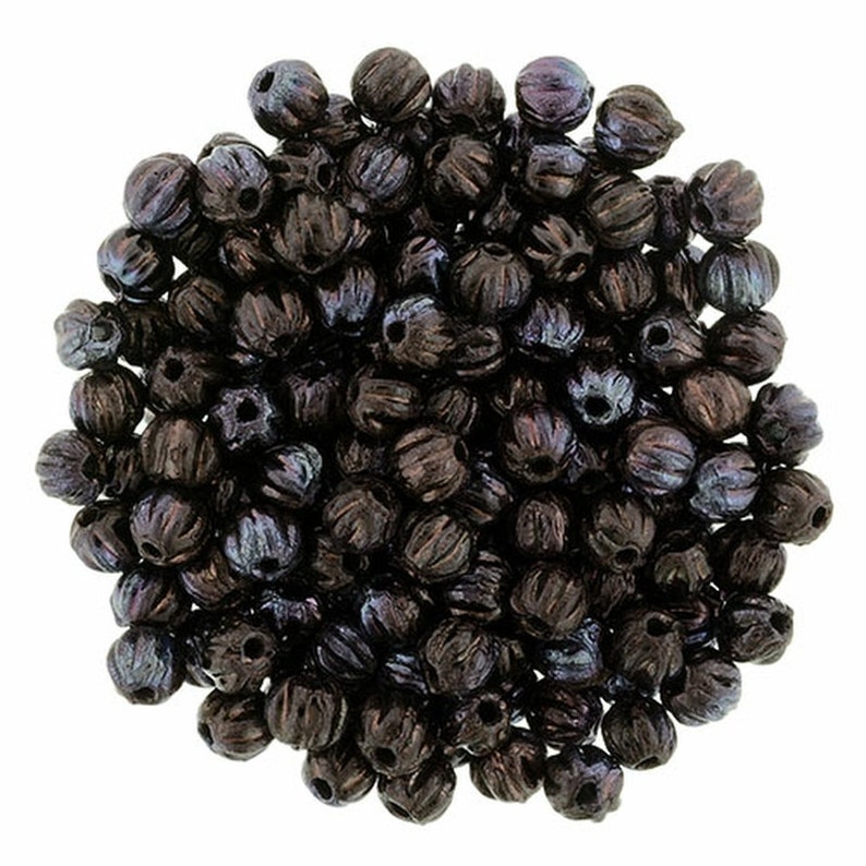 100 Metallic Amethyst Luster 3 mm Melon Beads