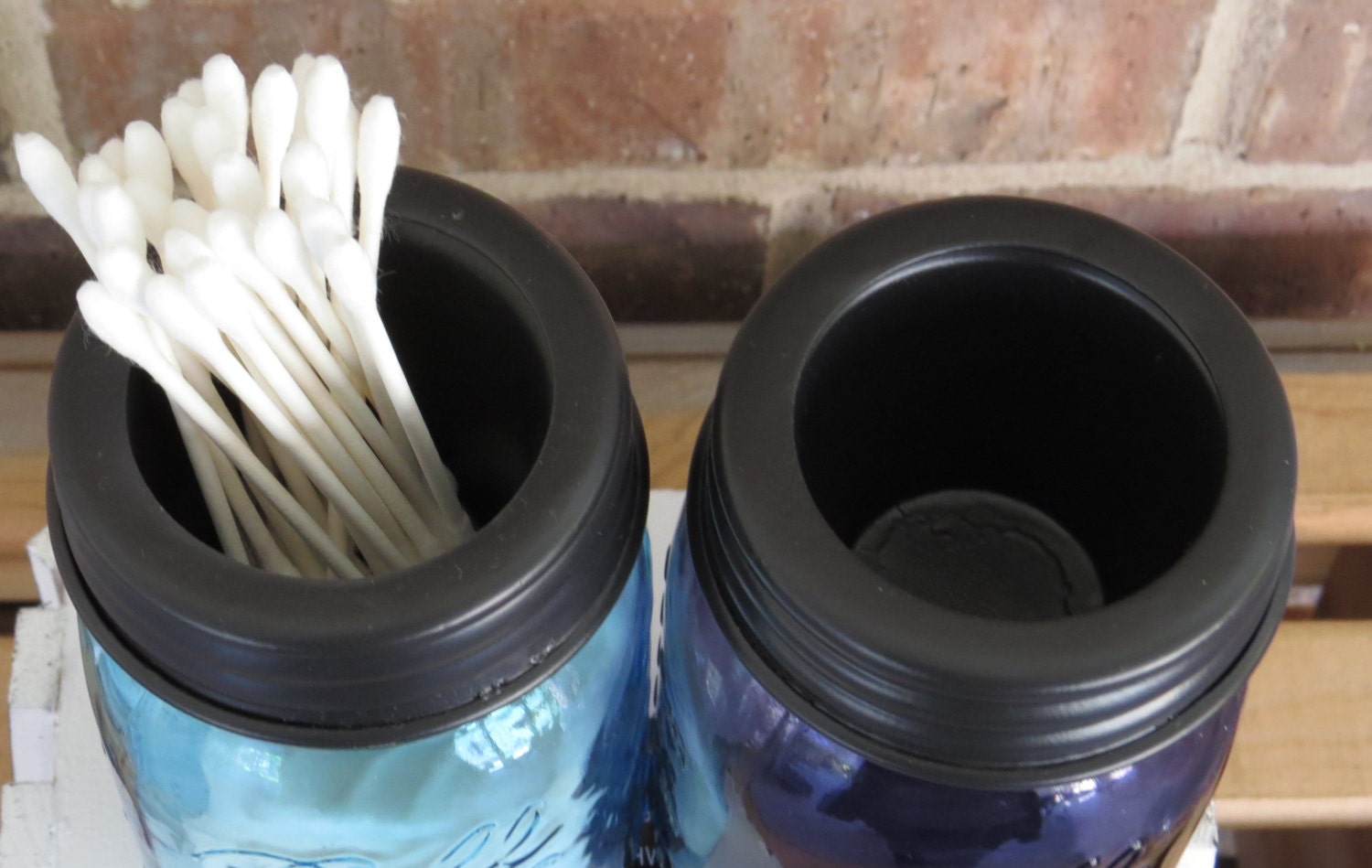 Mason Jar 16 Oz Qtip / Cotton Ball Bathroom Jar 1 White Etsy UK