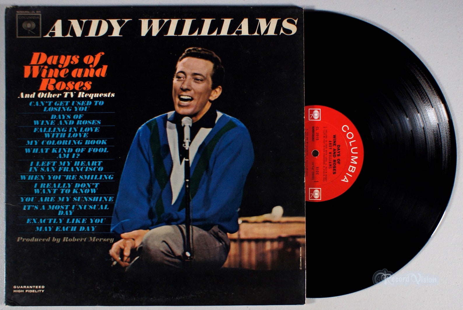 Andy Williams Days of Wine and Roses 1963 Vinyl LP MONO Etsy