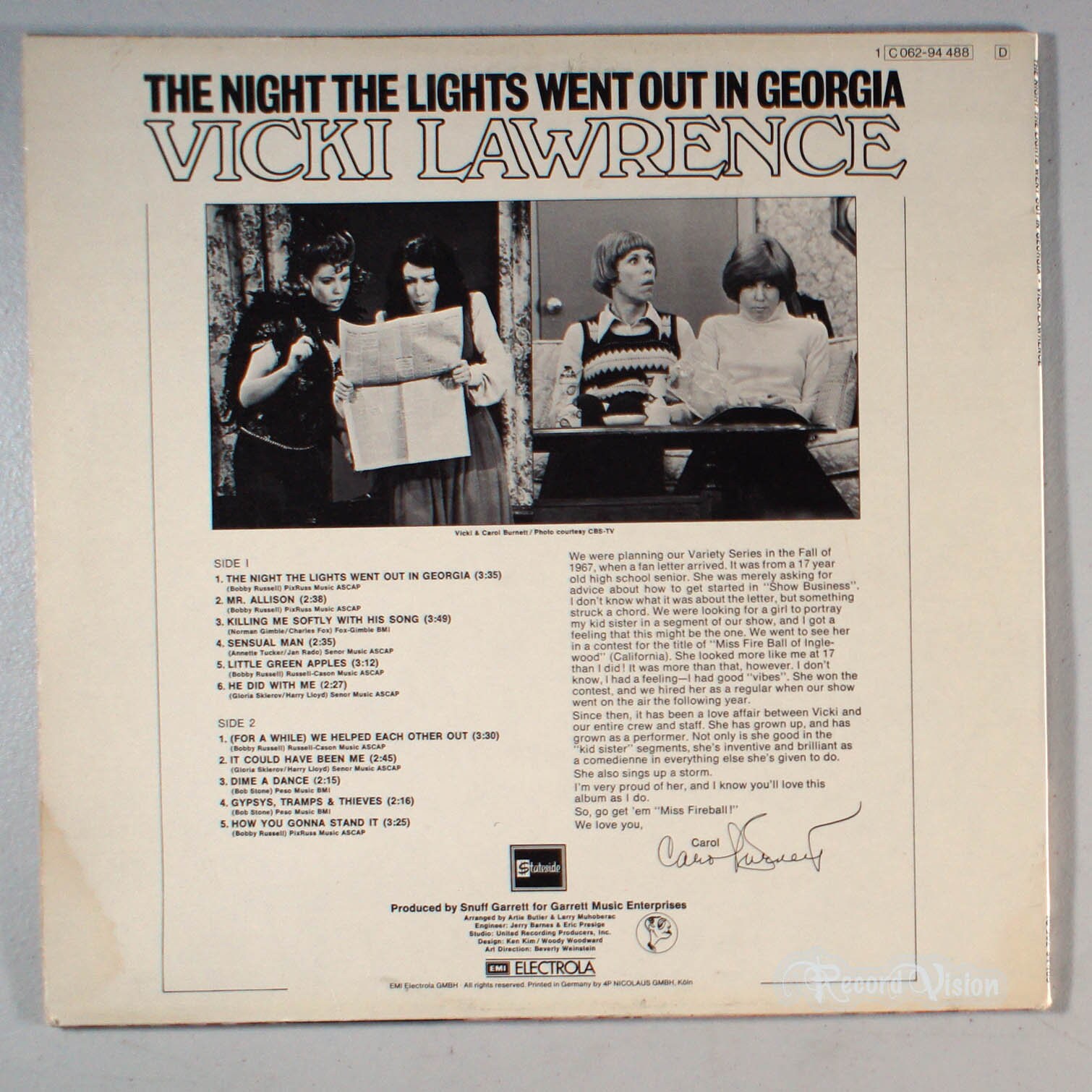 Vicki Lawrence Night the Lights Went Out in 1973 Etsy