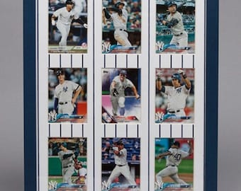 Baseball Pinstripe Sports Trading Cards Display Board • Customize Size, Frame / Pinstripe Colors