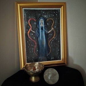La Crona - Dea con i Serpenti - Potnia Theron - Acquerello Originale
