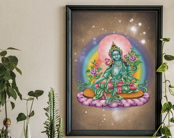 Buddha Tara - Tangka - Digital Painting Print