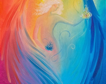 Dipinto personalizzato del tuo "Angelo di Nascita" secondo l'Angeologia - Colori ad olio su tela