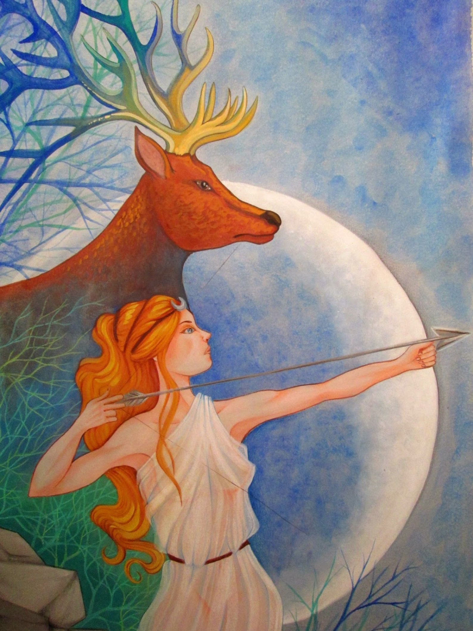 Artemis Diana Déesse de la Lune Imprimer de la peinture Etsy