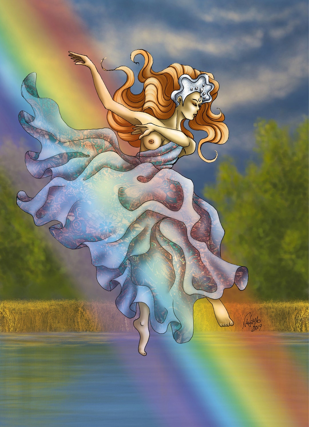 Iris Goddess of the Rainbow Greek Mythology Digital Painting Print Etsy