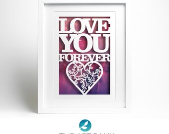 Paper-cut template 'Love You Forever Heart' hand-cut your own!