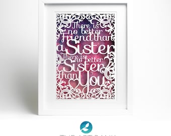 Paper-cut template 'Sister' hand-cut your own!