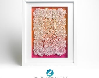 Paper-cut template 'Intricate Mehndi' hand-cut your own!