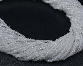 Perles rondes arc-en-ciel blanches naturelles AAA 3 mm, 12,75 pouces sur fil 1 .....b018