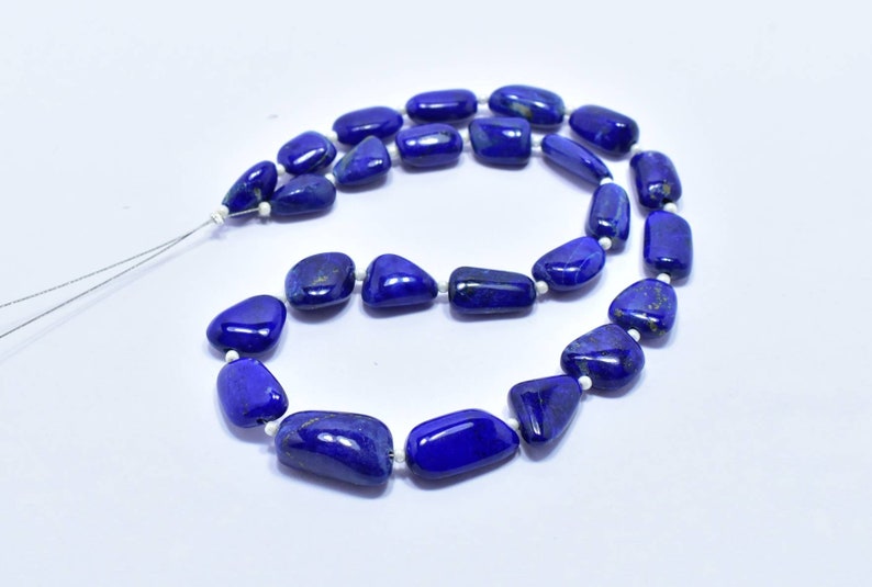 Total 1 Strand.P451 Lapis lazuli Smooth Nuggets Shape Size 7x11 to 10x16 mm Strand 12/'/' inch