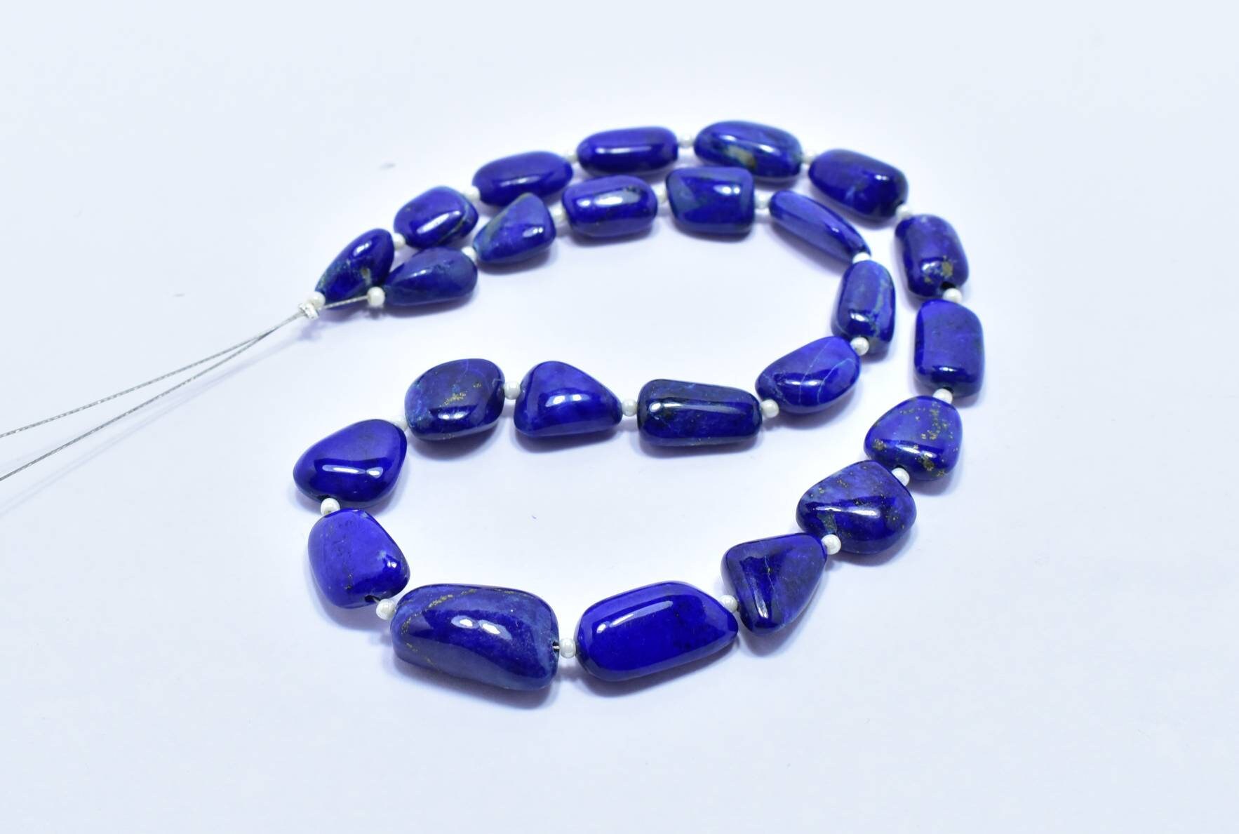 Total 1 Strand.P451 Lapis lazuli Smooth Nuggets Shape Size 7x11 to 10x16 mm Strand 12/'/' inch