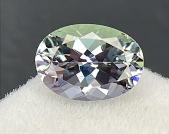 Natural Unheated Tanzanite Faceted Loose Gemstone: Peacock Color, Oval Cut , 8.4x5.8mm , 1.50cts