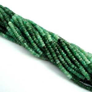 3.50mm AAA Natural Emerald Faceted Rondelle Shaded Beads , 13&quot; Strand..#b2(2)