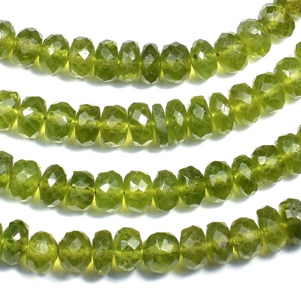 Perline di rondelle facciate con vesuvianite naturale AAA Perline di rondelle di vesuvianite a forma di rondelle sfaccettate perline di vesuvianite sfaccettate 5,50-8 mm 7" Filo ..LT65