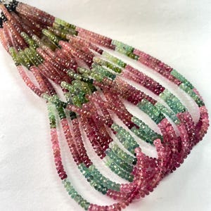 Multi Tourmaline Faceted Rondelle Beads, Natural Gemstone Beads, Tourmaline Rondelle Size  4mm 16&quot; Strand ..LT214H