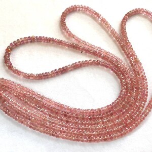 Pink Tourmaline Faceted Rondelle Beads Tourmaline Beads Natural Tourmaline Rondelle Size  3.25 to 4mm 16&quot; Strand ..LT214e