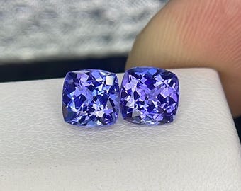 Natural Cushion Cut Tanzanite Gemstone Pair - 1.75 ct, Tanzania Origin