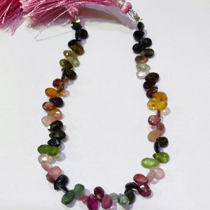 Multi Tourmaline Faceted Pear Shape Briolette Beads Tourmaline Beads Natural Gemstone 5.50 To 6.50mm Long 8"Strand .LT196
