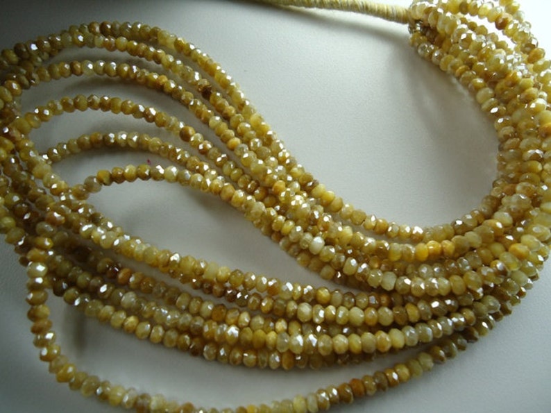 Golden Color Moon stone Faceted Couted Roundels Beads Size 4 mm Strand Lenth Is 16/'/' Inch 1 Strand.P52