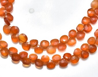 Carneliam Faceted Heart Shape Briolette Beads Tiny Heart Shape Good Quality Carnelian Briolette 4.50mm 6"Strand .LT188-13