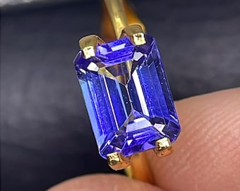 Achteck Tansanit Edelstein: Blauer Zoisit (8x6x4 mm, 1.75cts)