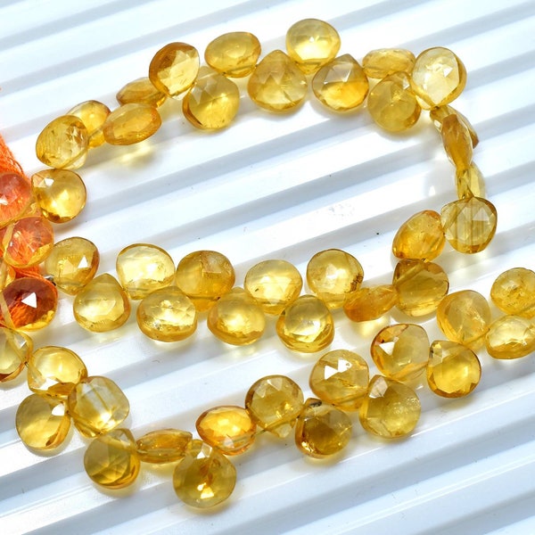 Citrine Faceted Heart Shape Briolette Beads... Side Drilled...6 To 7.50 mm...9",1 Strand ....P135